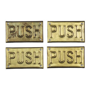 Antique Brass New Old Stock “Push” Plate Placards by Corbin