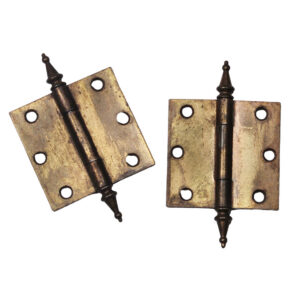 Pair of Antique 3.5″ Cast Hinges with Steeple Finial