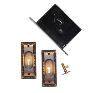 Complete Antique “Nassau” Pocket Door Hardware Set for Single Door, Norwalk
