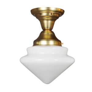 Antique Brass Art Deco Flush Mount Light, Early 1900’s