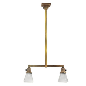 Antique Brass Arts and Crafts Two-Light Chandelier, Early 1900’s
