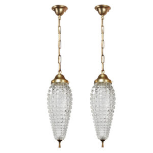 Matching Vintage Pendant Lights with Conical Glass Shades