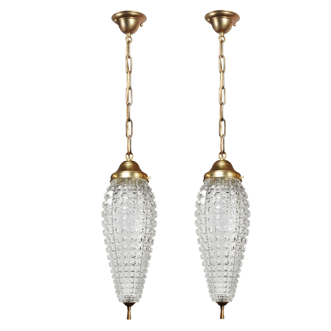 Vintage Pendant Light with Conical Glass Shade