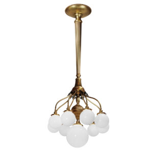 Substantial Brass Chandelier with Glass Globes, Antique Lighting
