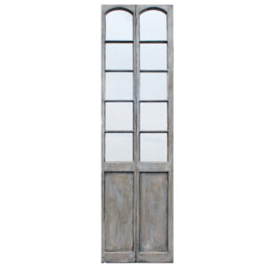 Narrow Pair of 26” Reclaimed Doors with Mirrors, Antique Doors