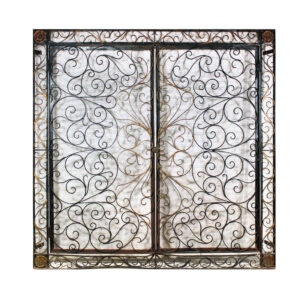 Antique Iron & Bronze Fireplace Screen, Windsor House, c. 1930’s