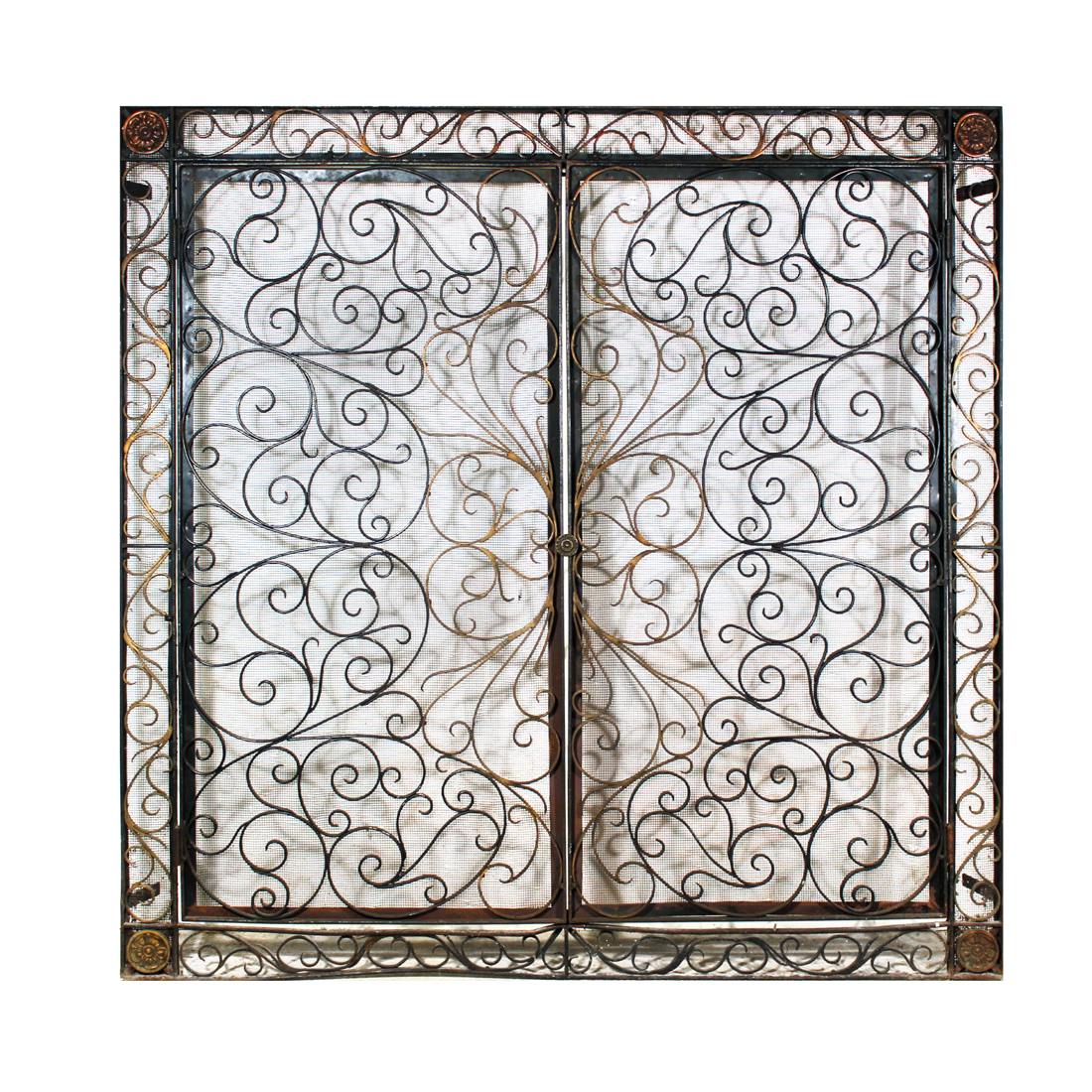 Antique Iron & Bronze Fireplace Screen, Windsor House, c. 1930’s