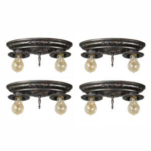 Antique Two-Light Flush-Mount Fixtures, Early 1900’s