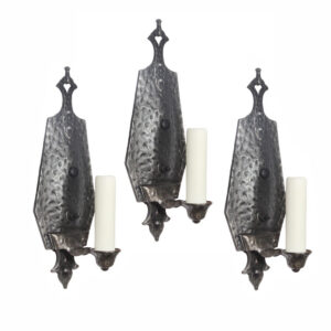 Set of Antique Single-Arm Cast Iron Tudor Sconces Set of Antique Single-Arm Cast Iron Tudor Sconces