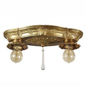 Antique Brass Two-Light Flush Mount Fixture, Shields