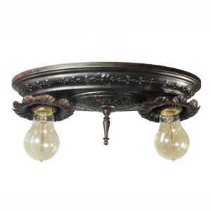 Antique Two-Light Flush Mount Fixture, c. 1920