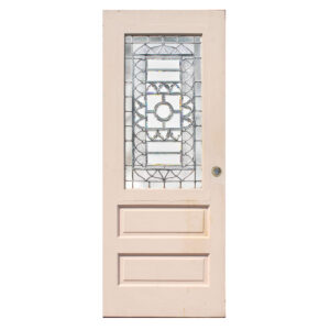 Antique 32” Leaded Glass Door with Beveled & Textured Glass Antique 32” Leaded Glass Door with Beveled & Textured Glass