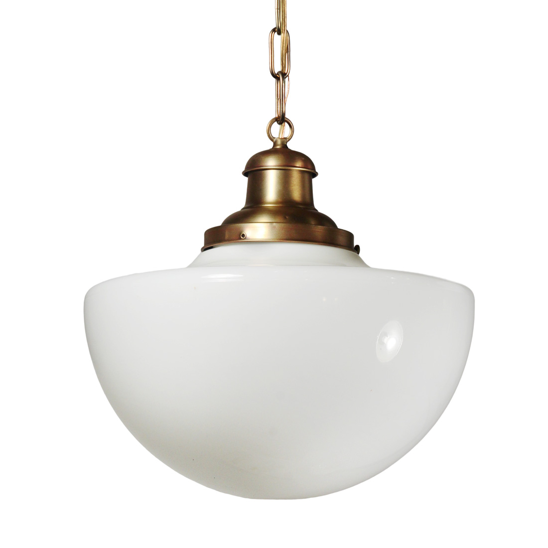 Large Brass Schoolhouse Pendant Light, Antique Lighting