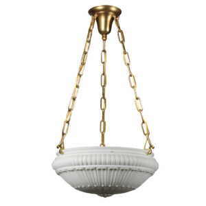 Antique Brass Inverted Dome Chandelier, Neoclassical Lighting