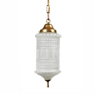 Vintage Pendant Light with Cylindrical Glass Shade Vintage Pendant Light with Cylindrical Glass Shade