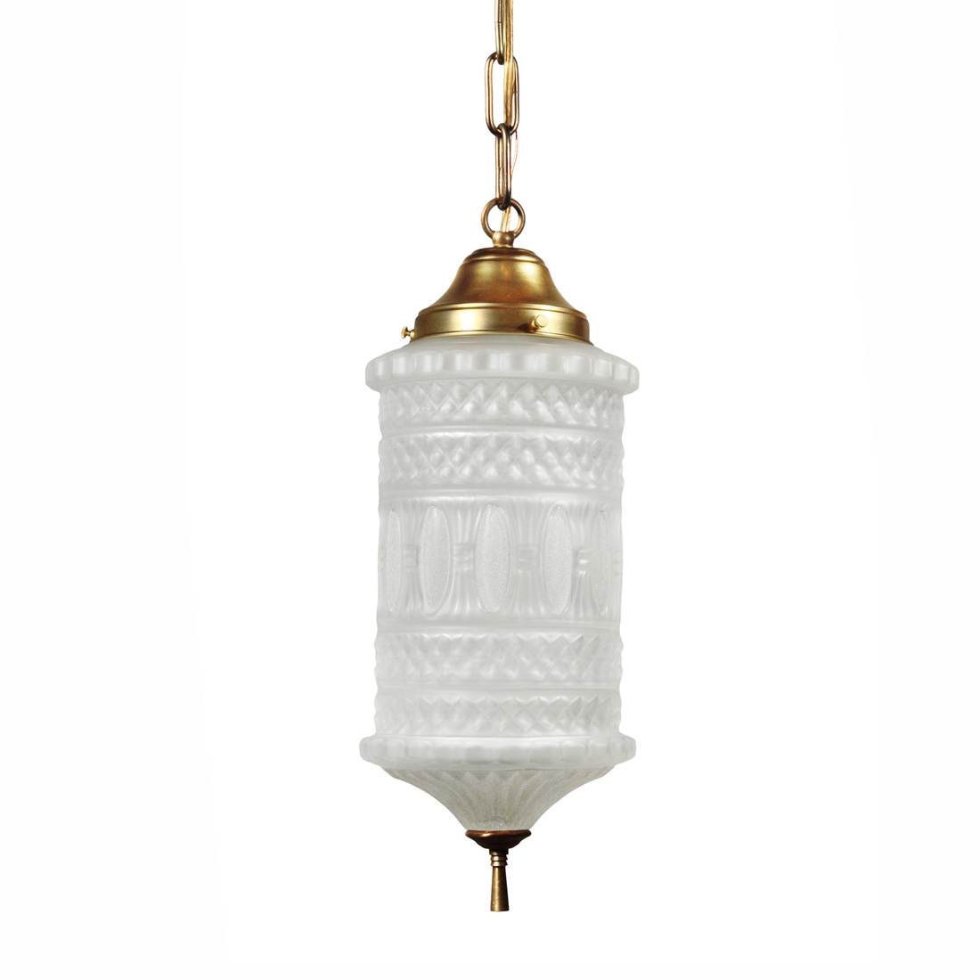 Vintage Pendant Light with Cylindrical Glass Shade