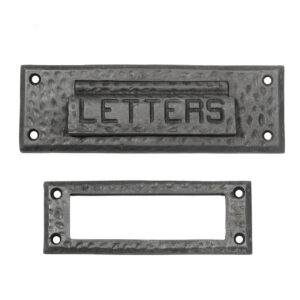 Antique Hammered Letter Slot with Matching Interior Trim Piece, Early 1900’s