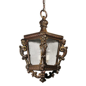 Substantial Antique Copper-Clad Figural Lantern, Caldwell
