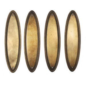 Matching Antique Cast Brass Oval Push Plates by Russwin, “Wayne”
