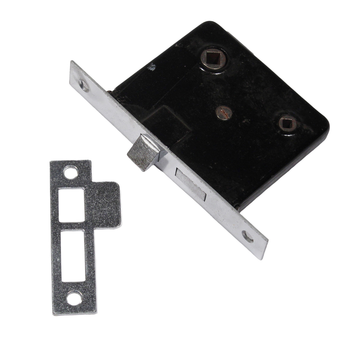Antique New Old Stock Bathroom Mortise Lock Set with Striker, Montgomery, Ward & Co.