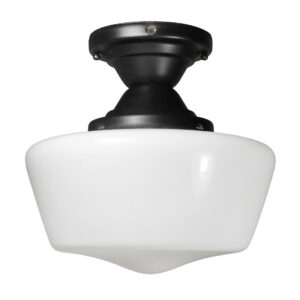 Antique Flush Mount Light with Schoolhouse Shade, c. 1920