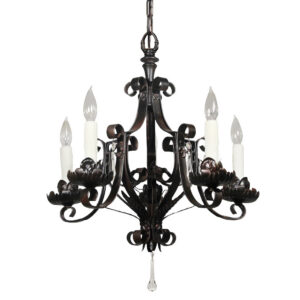 Antique Cast Iron Chandelier with Prisms, Early 1900’s