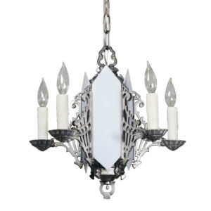 Antique Art Deco Chandelier with Glass Panels, c. 1930’s