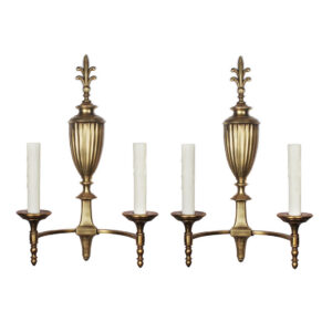Pair of Antique Cast Bronze Double-Arm Sconces, Early 1900’s Pair of Antique Cast Bronze Double-Arm Sconces, Early 1900’s