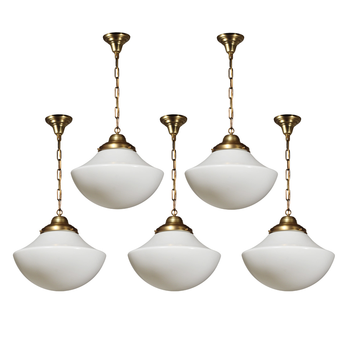 Large Antique Brass Schoolhouse Pendant Lights