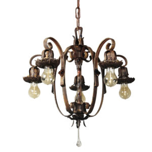 Antique Exposed Bulb Cast Iron Chandelier, Early 1900’s Antique Exposed Bulb Cast Iron Chandelier, Early 1900’s