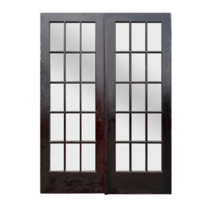 Pair of Antique Stained 60″ French Doors, Early 1900s Pair of Antique Stained 60″ French Doors, Early 1900s