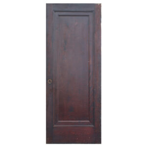 Reclaimed 32” Stained Single-Panel Solid Wood Door, Early 1900’s