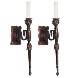 Antique Spanish Revival Single-Arm Sconces, Polychrome