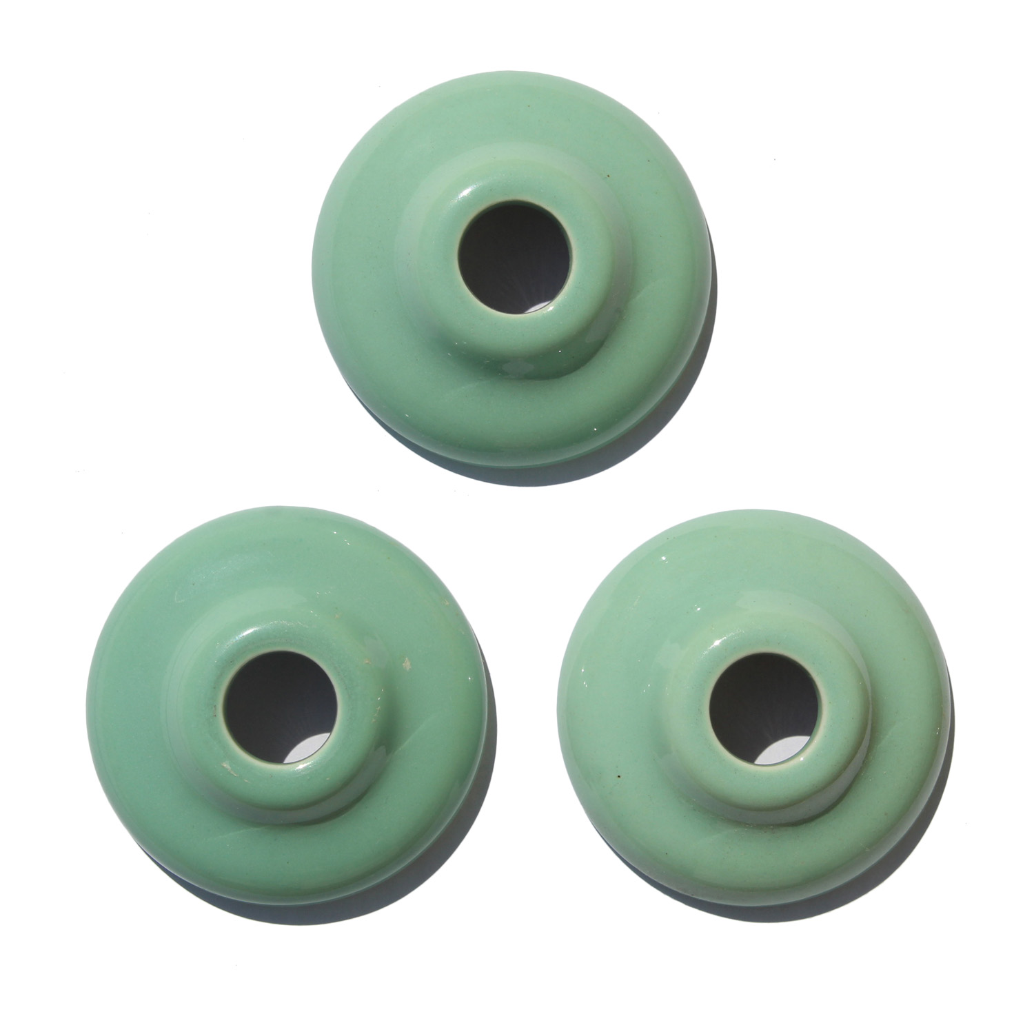 Antique Porcelain Sink Escutcheons by Standard, Ming Green