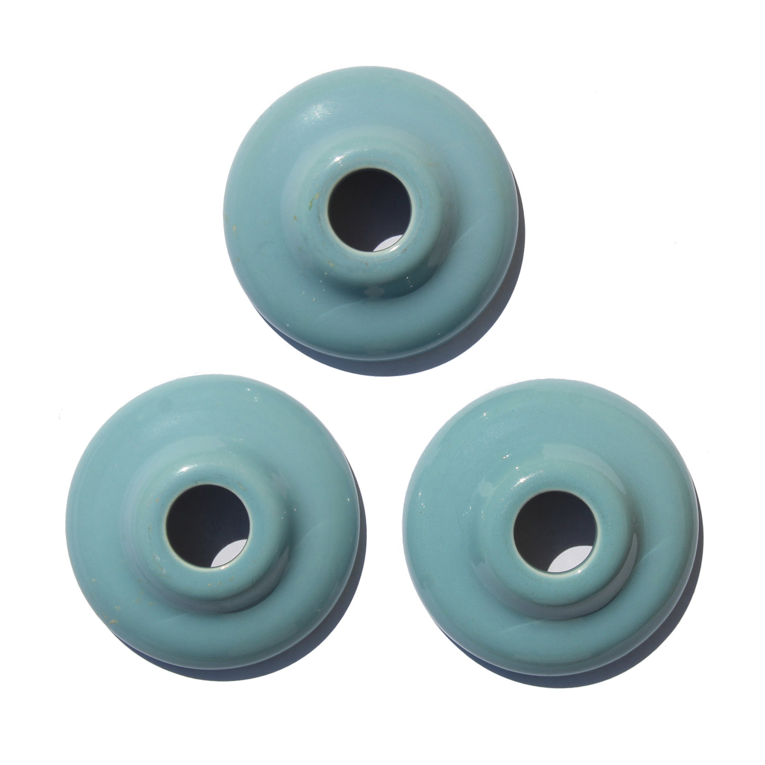Antique Porcelain Sink Escutcheons by Standard, Clair De Lune Blue
