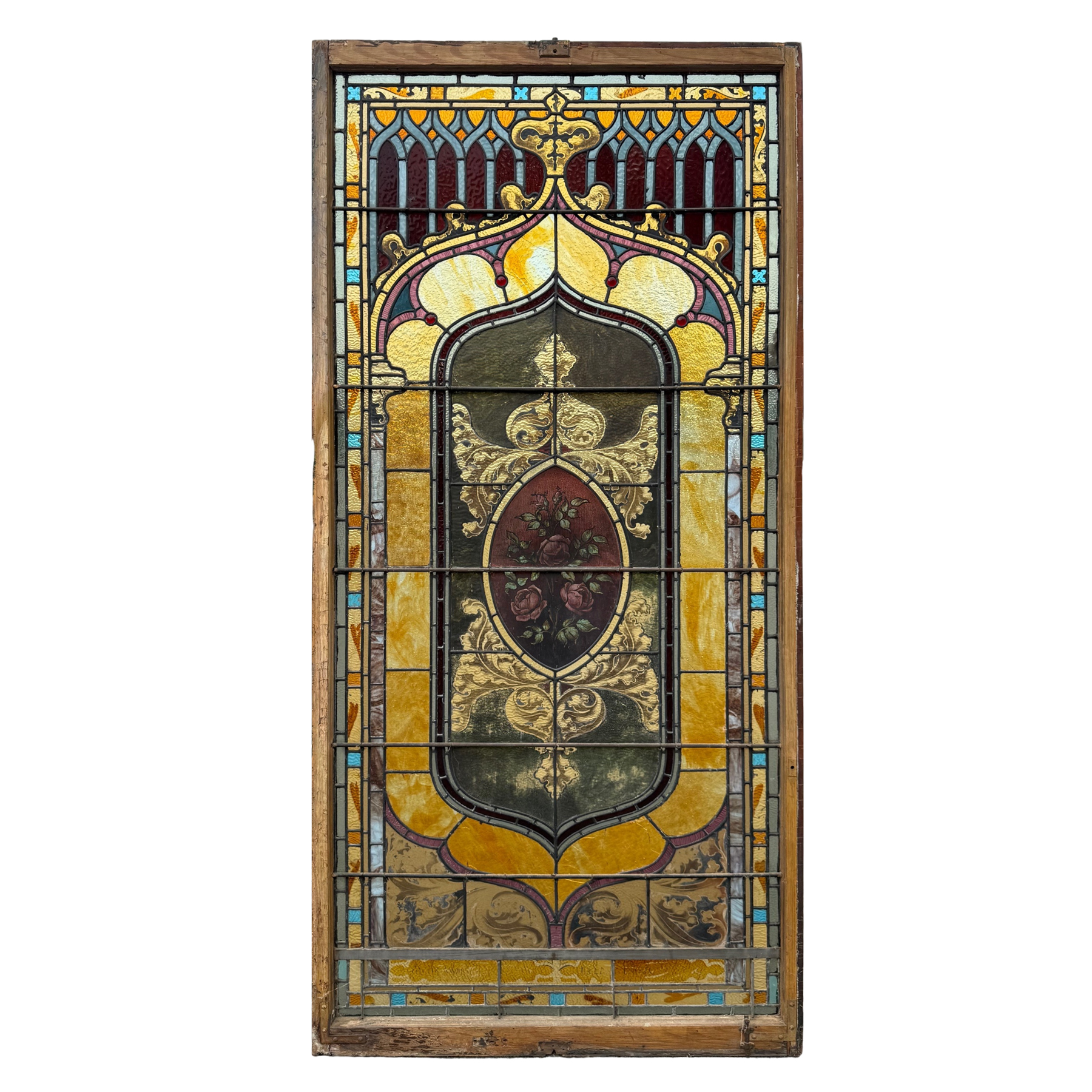 Large Antique American Stained Glass Window, Early 1900’s