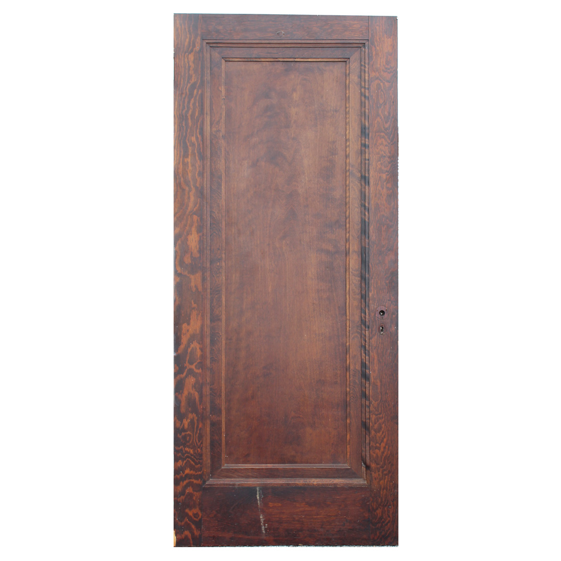 Antique 32” Stained Single-Panel Solid Wood Door, Reclaimed Doors