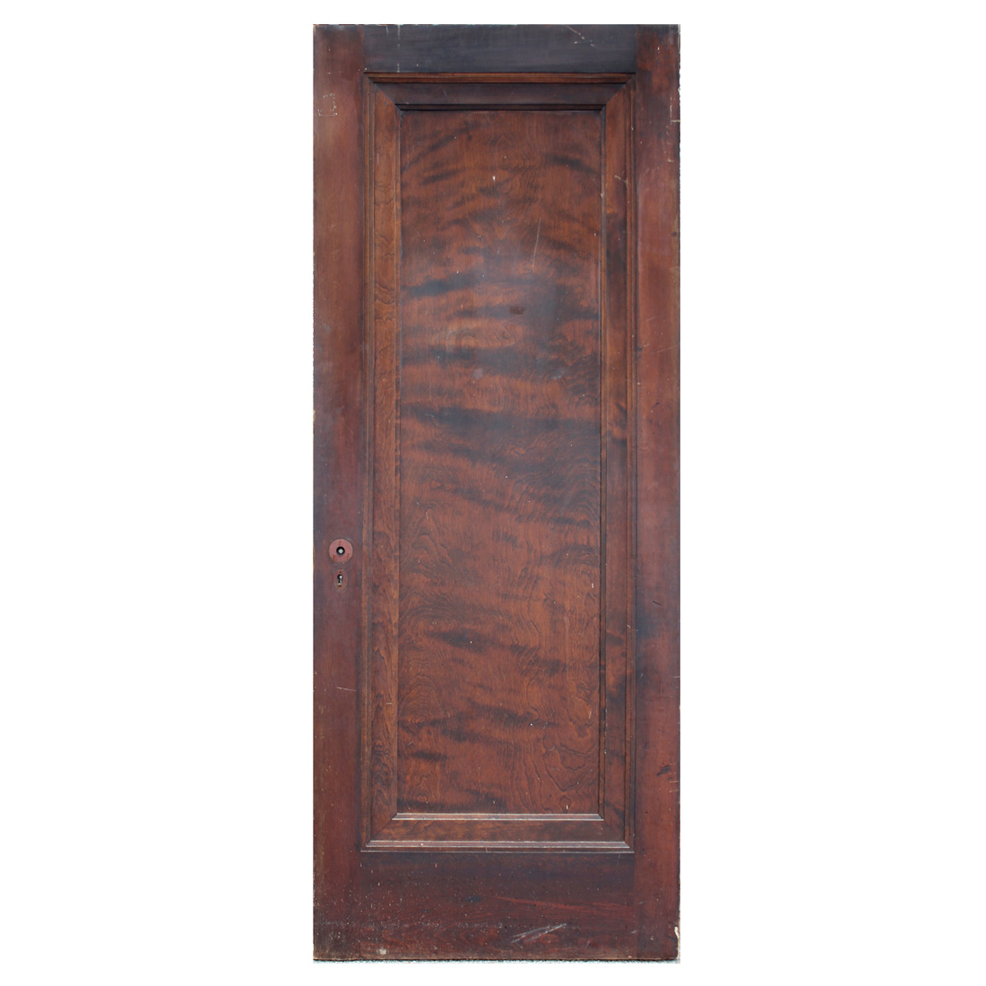 Salvaged 32” Single-Panel Solid Wood Door, Stained