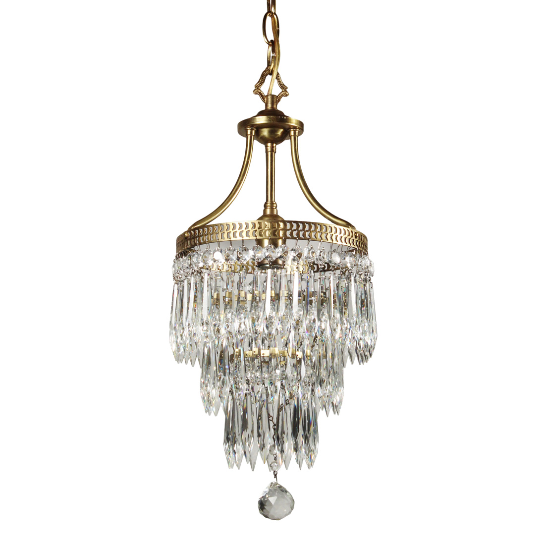 Petite Neoclassical Three-Tier Wedding Cake Chandelier, Antique Lighting