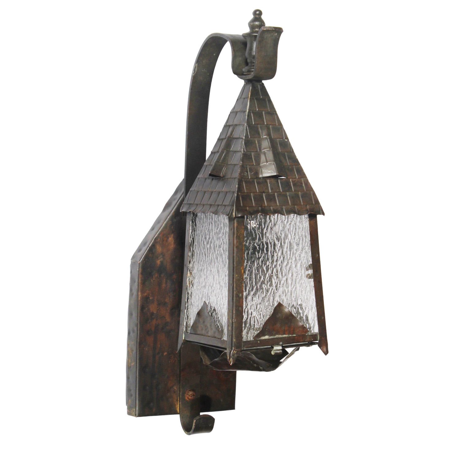 Antique Exterior Copper Lantern Sconce, early 1900s