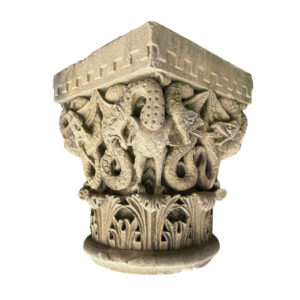 Antique Figural Cast Stone Column Capitals, c. 1912