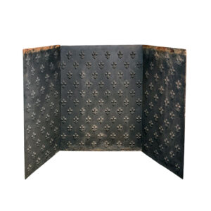 Antique Cast Iron Fireback Set with Fleur De Lis, Late 19th Century