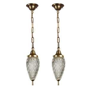 Petite Vintage Pendant Lights with Conical Glass Shades