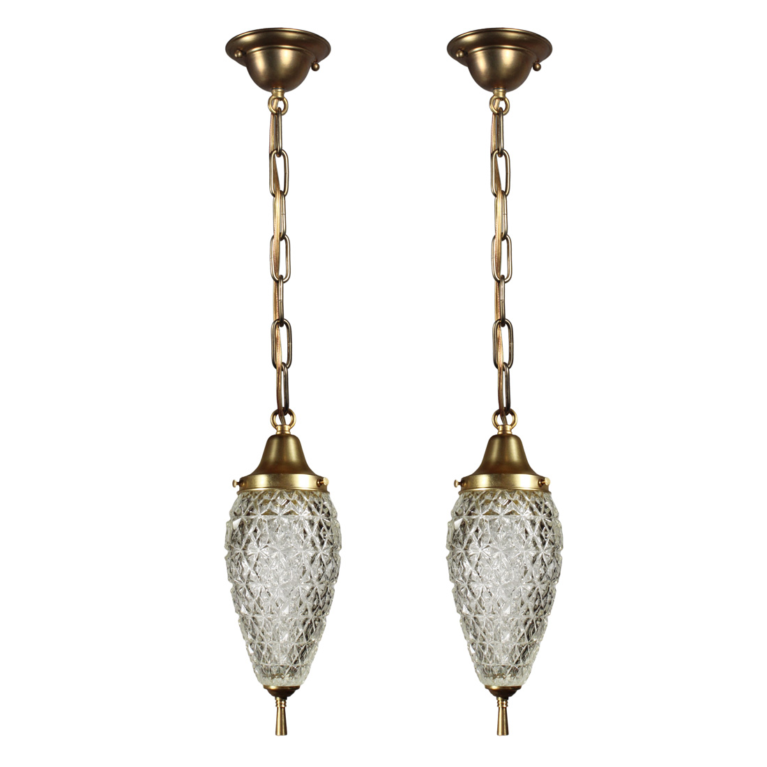 Petite Vintage Pendant Lights with Conical Glass Shades