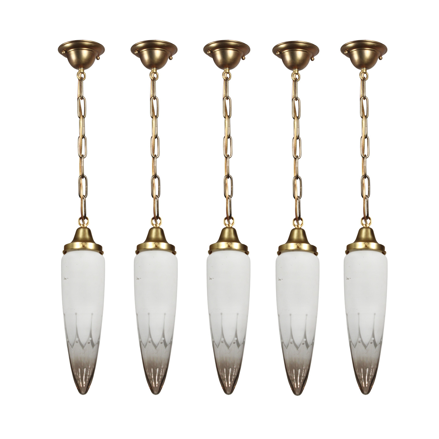 Vintage Matching Pendant Lights with Bullet Glass Shades