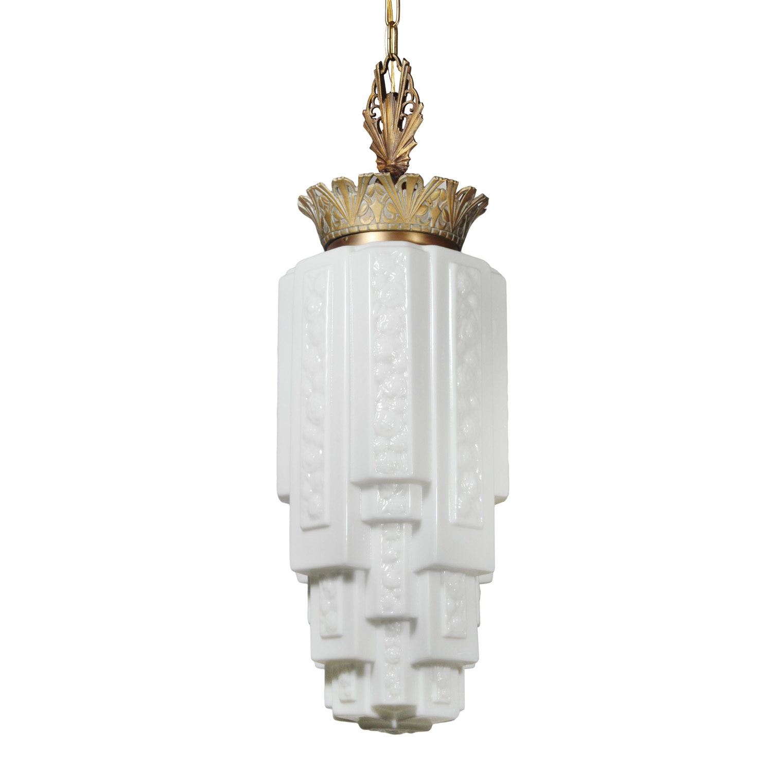 Antique Art Deco Skyscraper Pendant Light, c.1930