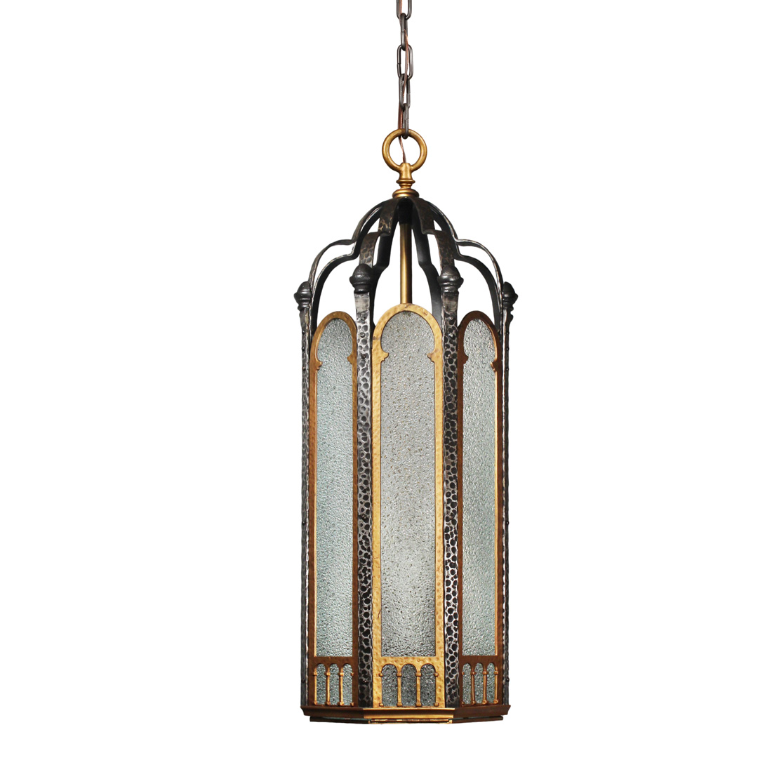 Antique Two-Tone Lantern Pendant Light with Granite Glass