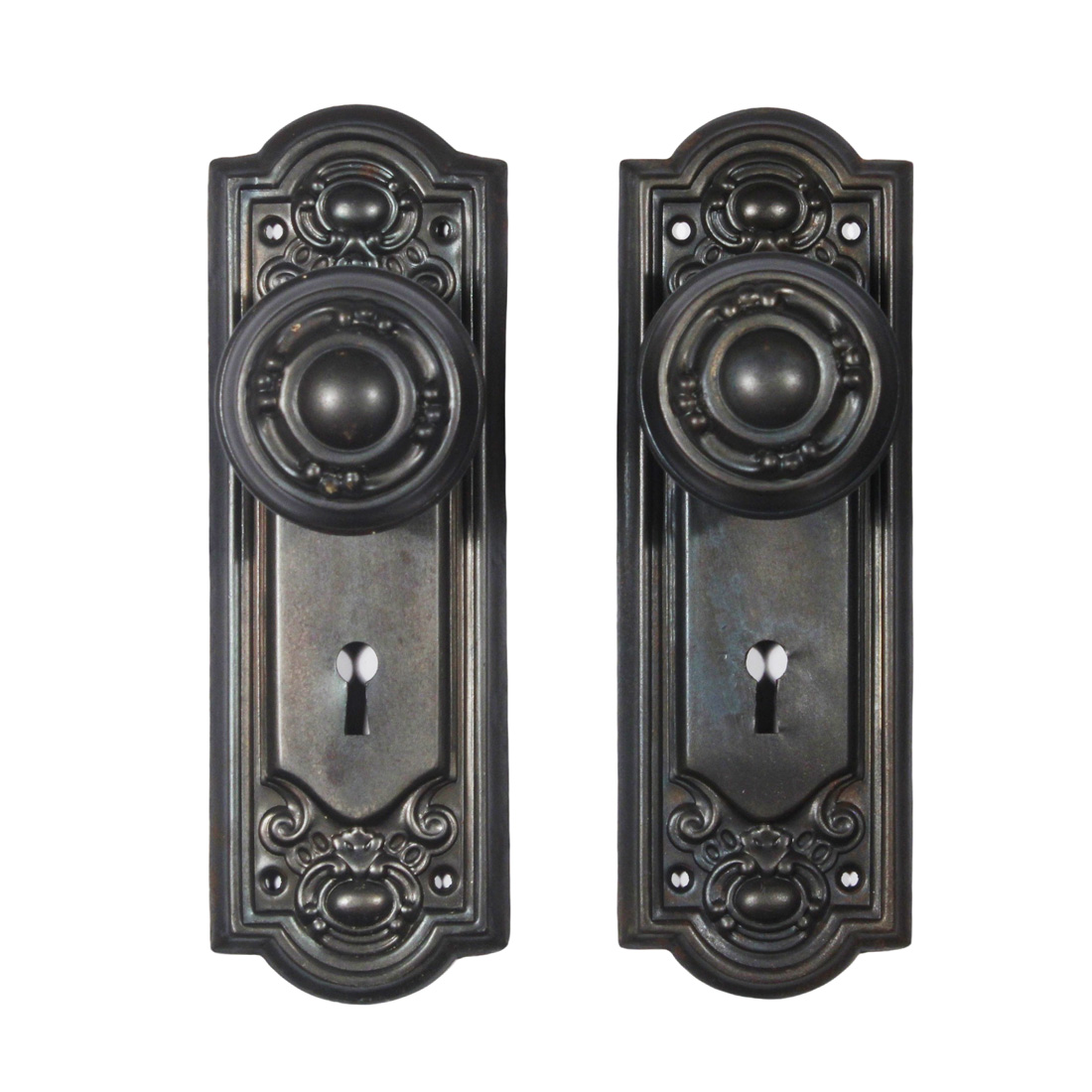 Matching Antique “Clinton” Door Hardware Sets by Norwalk