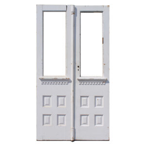 Salvaged 44” Pair of Antique Doors, Dentil Molding