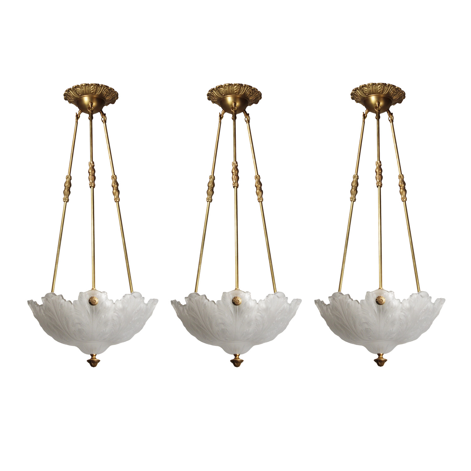 Matching Vintage Inverted Dome Chandeliers